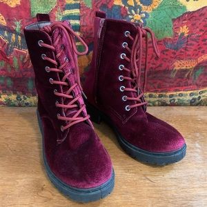 Wanted Velvet Combat Boots